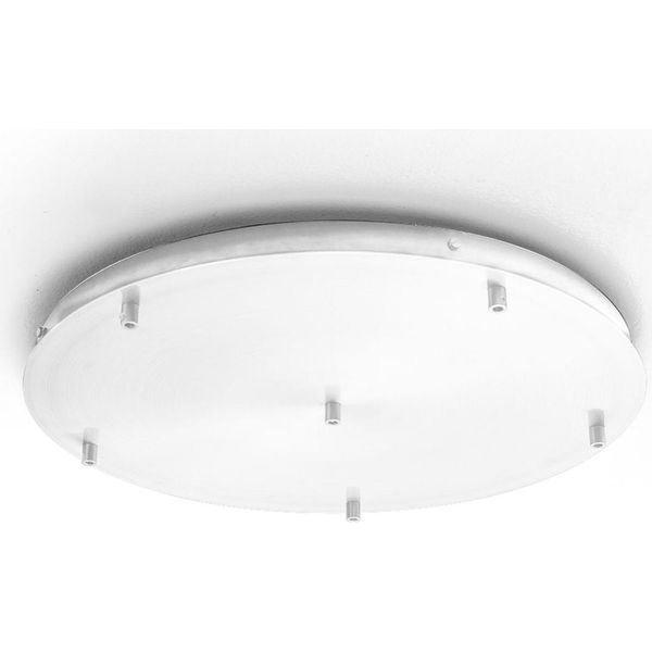 Rosone Tondo In Metallo Alice Bianco IP20 Per Lampade A Sospensione - Base Da Soffitto Moderna, Attacco 6 Fori, Facile Installazione-image