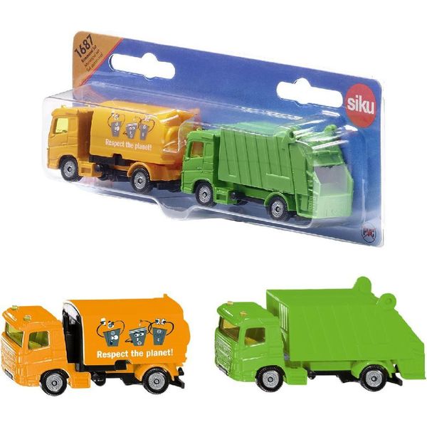 Set Comunale Siku Spazzatrice E Camion Dei Rifiuti, Auto, 3 Anni, Metallo, Plastica, Bianco-image