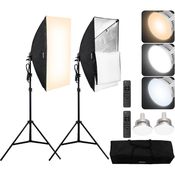 Set Softbox Da Studio Fotografico 50X70Cm 45W 3000-6500K Lampadine Led Per La Fotografia-image