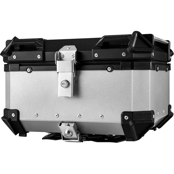 Valigia Posteriore Per Moto, Capacità 65L, Chiusura Rapida, Impermeabile, Argento-image