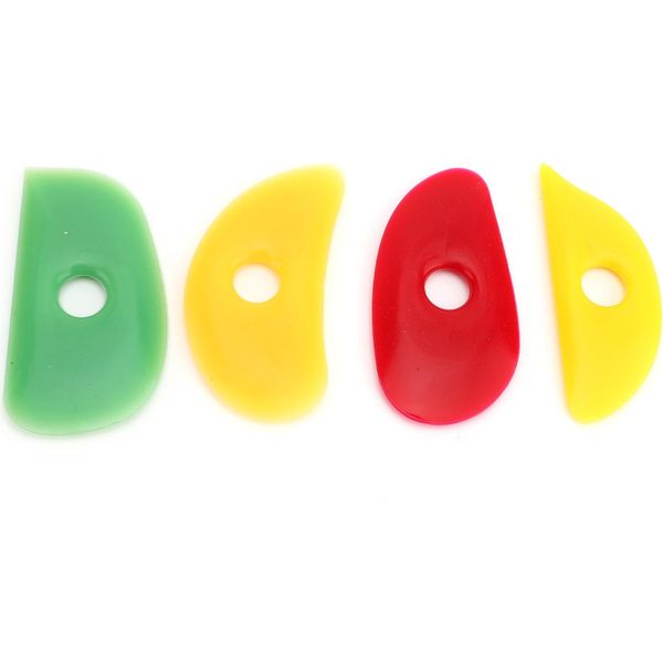 4 Pezzi Di Guide Morbide In Silicone, Strumenti Per Ceramica E Argilla, Per Modellare E Lisciare, Giallo, Rosa, Arancione, Verde-image