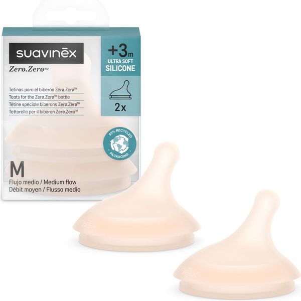 Suavinex Confezione Da 2 Tettarelle Zero Zero Anti Colic Tettarella Di Ricambio Per Biberon 2 Medium Efficient-image