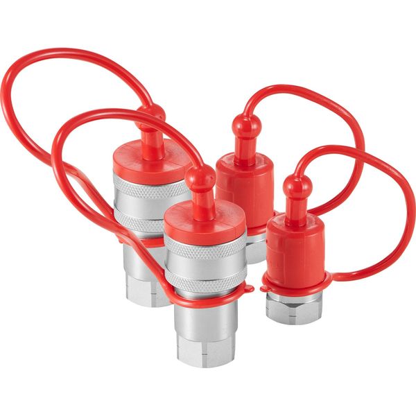 Succebuy Attacchi Idraulici Conici Da 1/2", Attacchi Rapidi Idraulici Per Minipale Da 1/2"" Npt Con 4 Tappi Antipolvere (ISO5675)"-image