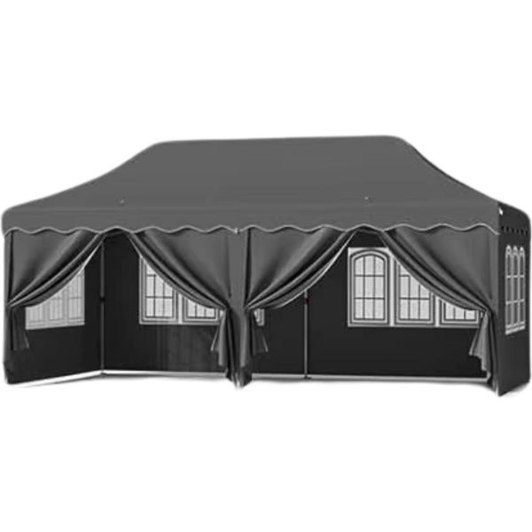 Gazebo Pieghevole Bolt Edge 3X6 M – Nero – Gazebo Con 6 Pareti Laterali – Impermeabile – UV50+ – Tenda Da Giardino – Tenda Per Feste-image