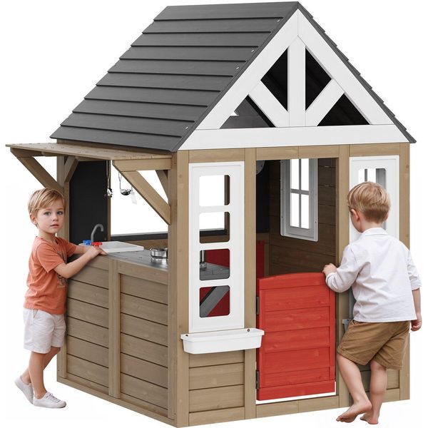 Casetta Per Bambini Casetta Da Giardino In Legno 1403X1260X1660Mm Giardino-image