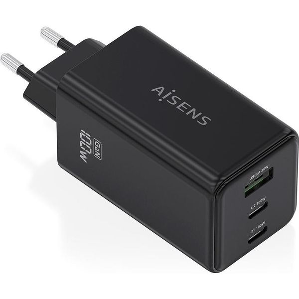 Aisens Asch-100W3P052-Bk Caricatore Da Parete Usb-A E Usb-C Nero Nero Taglia Unica-image
