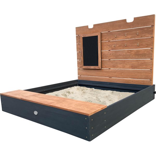 Axi | Mandy Xl - Sabbiera Con Contenitore E Coperchio Grigio, Marrone | Sabbiera In Legno, Legno Di Hemlock | Facile Da Costruire, Conservare | Da 3 Anni - 130 X 120 X 98 Cm-image