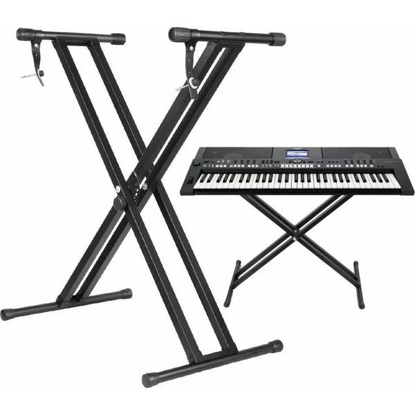 Supporto Regolabile Per Tastiera A X – Supporto Universale Per Pianoforte – Sedia Pieghevole Inclusa – Supporto Portatile Per Tastiera-image
