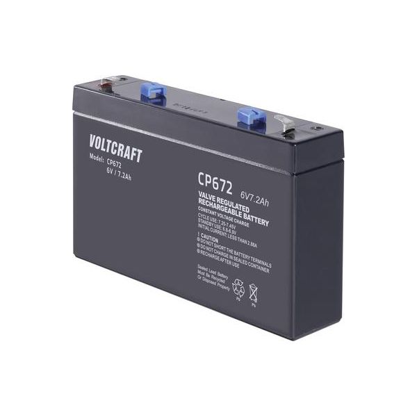 Voltcraft Ce6V/7Ah VC-12713945 Batteria Al Piombo 6 V 7,2 Ah In Pile Al Piombo (Agm) (L X A X P) 151 X 100 X 34 Mm Connettore Piatto 4,8 Mm Senza Manutenzione (VC-12713945)-image