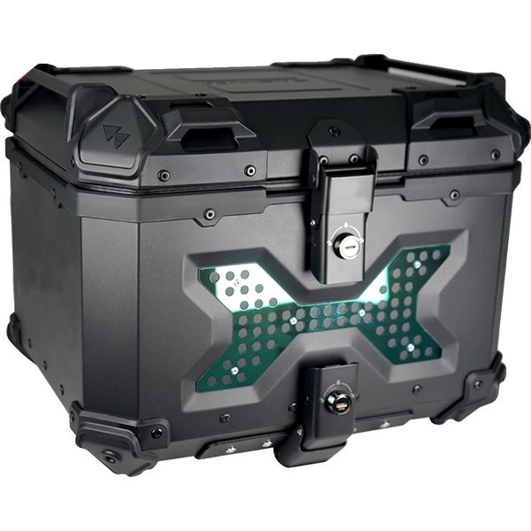 Bauletto Per Moto, In Alluminio Resistente, Ampio Spazio Di Stivaggio Da 80L, Nero-55L X-image