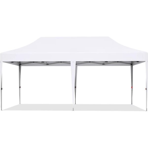 Tenda Da Festa Con Pareti Laterali – 300X600 Cm – Pieghevole – Bianca – Easy Up – Gazebo – Impermeabile E Resistente Alle Intemperie – Regolabile In Altezza-image