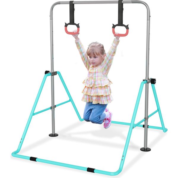 Yuenfong Barra Da Ginnastica Per Bambini Barra Orizzontale Da Ginnastica Regolabile In Altezza Barre Da Ginnastica Per Casa Barre Per Bambini Espandibile Junior (Verde)-image
