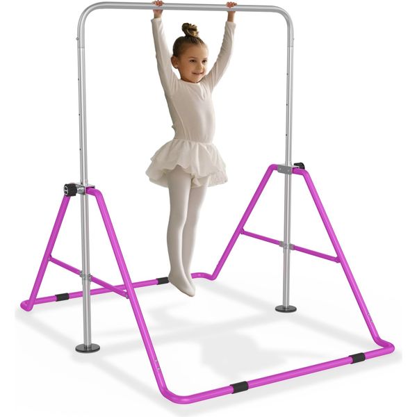 Yuenfong Barra Da Ginnastica Per Bambini Barra Orizzontale Da Ginnastica Regolabile In Altezza Barre Da Ginnastica Per Casa Barre Per Bambini Espandibile Junior (Viola)-image