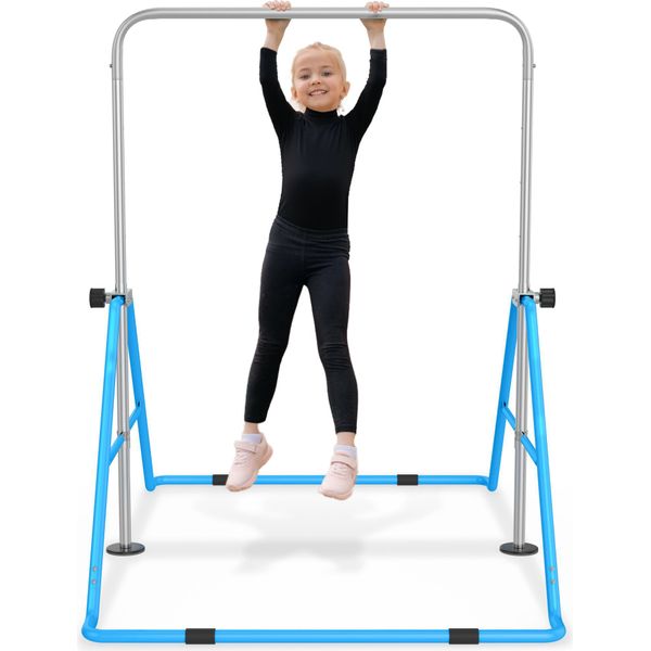 Yuenfong Barra Da Ginnastica Per Bambini Barra Orizzontale Da Ginnastica Regolabile In Altezza Barre Da Ginnastica Per Casa Barre Per Bambini Espandibile Junior (Blu)-image