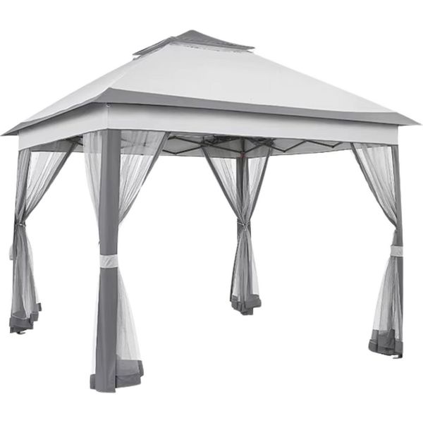 Gazebo 3,3X3,3 M – Gazebo – Pieghevole – Grigio Chiaro – Tenda Per Feste – Easy Up – Impermeabile E Resistente Alle Intemperie – Regolabile In Altezza-image