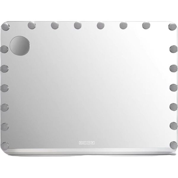 Specchio Cosmetico Con Illuminazione – Da Tavolo O Da Parete – 20 Lampadine Led Dimmerabili – 3 Colori Della Luce – Quadrato – Bianco – 80×60 Cm-image