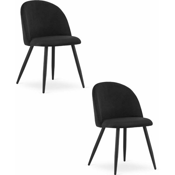 Sala Da Pranzo, Soggiorno, Ufficio Sedia Bello - Velluto Nero / Gambe Nere 2 Pezzi-image