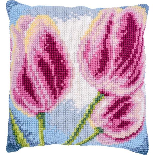 Kit Punto Croce Timbrato Vervaco Cuscino "3 Tulipani"", 40X40Cm"-image