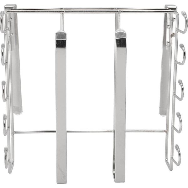 Scaffale Sotto L'armadio Scaffale Sotto L'armadio In Acciaio Inox Con Ganci Multipli Per Taglieri, Tazze, Asciugamani Di Carta E Utensili Da Cucina Argento-image