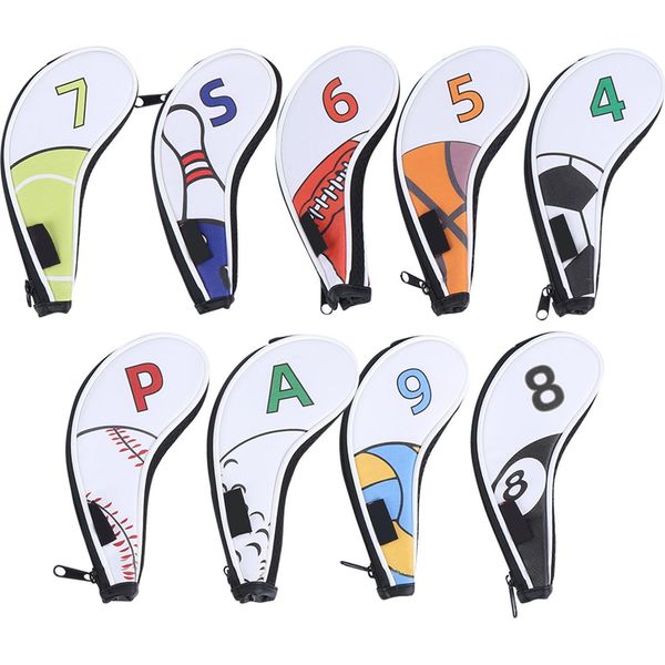 9Pcs Golf Iron Head Cover Cover Digital Zip Sports Pattern Protectivepoliuretanowaterproof-image