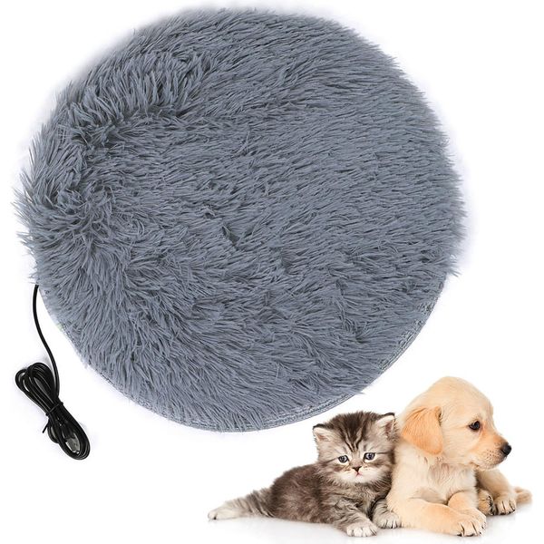 Cuscino Riscaldante In Peluche Per Animali Domestici, Coperta Riscaldante Usb Per Gatti E Cani Di Piccola Taglia, Grigio Argento-image