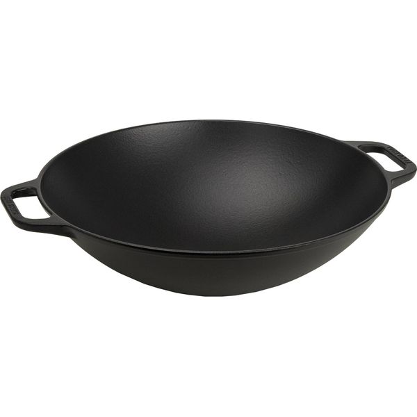 Victoria 30926 Wok A Induzione In Ghisa Smaltata 35,5 Cm, Padella In Ghisa Senza Ptfe Nero-image