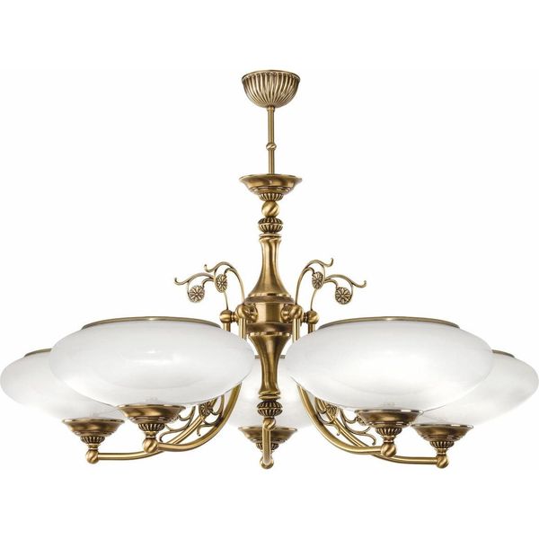 Casa Padrino Lampadario Barocco Ottone Con Patina / Bianco Ø 72 X H. 70 Cm-image