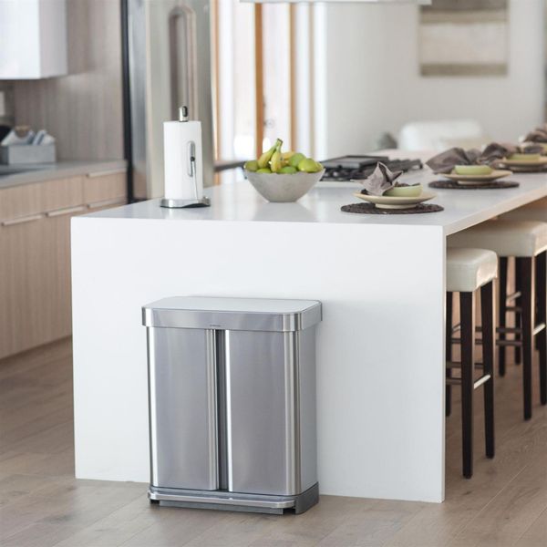 Cestino A Pedale Simplehuman Per Rifiuti Differenziati, 58 L (34/24), Acciaio Spazzolato, Fpp-image
