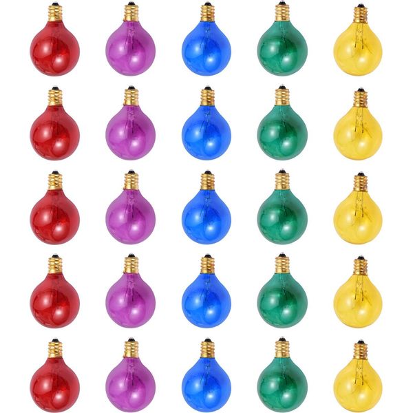25PCS G40 Tungsteno Sostituzione Lampadina 5 Colori 7W 220-240V Globo Lampadina E12 Base Lampadine Per Patio Casa Matrimonio Festa Decorazione-image