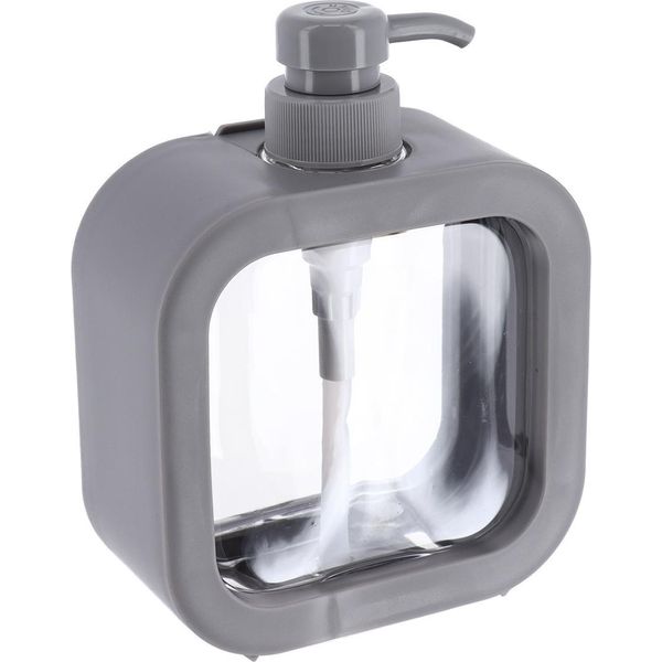 Tendance | Dispenser Per Sapone - Dispenser Per Sapone - 500 Ml - Trasparente - Contenitore Per Sapone - Grigio-image