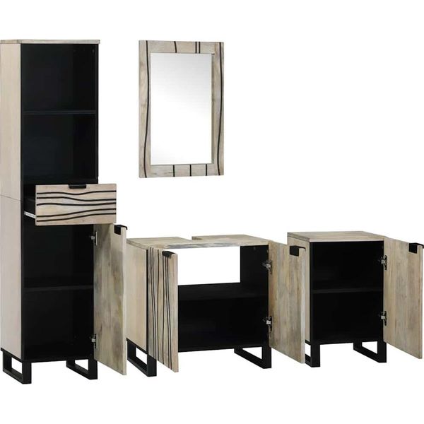 Vidaxl Set Di Mobili Da Bagno Con Ripiano 4 Pezzi In Legno Noce Marrone-image