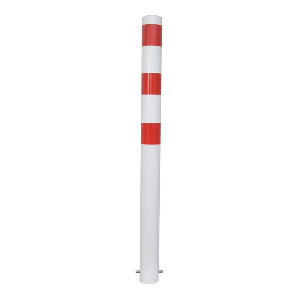 Schake Absperrpfosten Typ 493B, Ortsfest, Ø 108Mm, Zum Einbetonieren, Weiß / Rot)-image