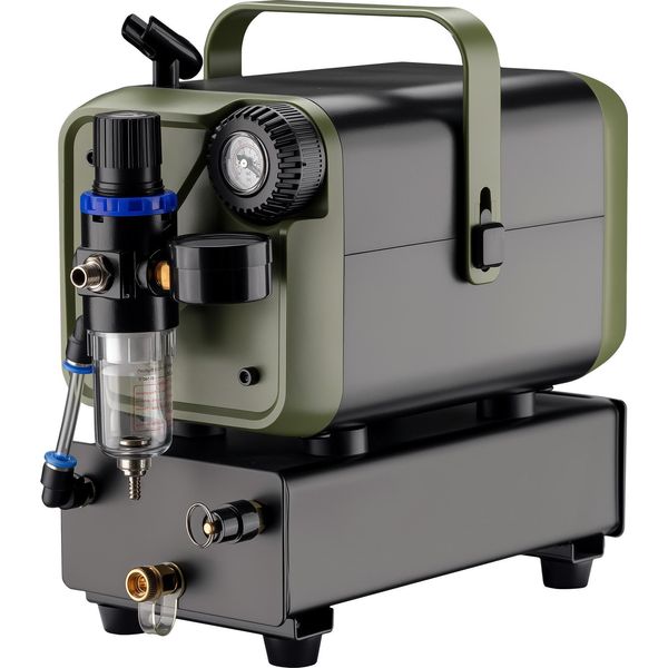 Compressore Per Aerografo Wiltec HS-679F 1/6 Hp, Compressore D'aria Da 28 L/Min, Compressore Per Pistola Per Aerografo Con Supporto, Compressore D'aria Con Manometro Per Progettazione Aerografo-image