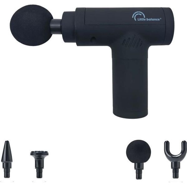 Pistola Per Massaggi - Little Balance - Sport Relax - 6 Velocità - 4 Testine - Nero-image