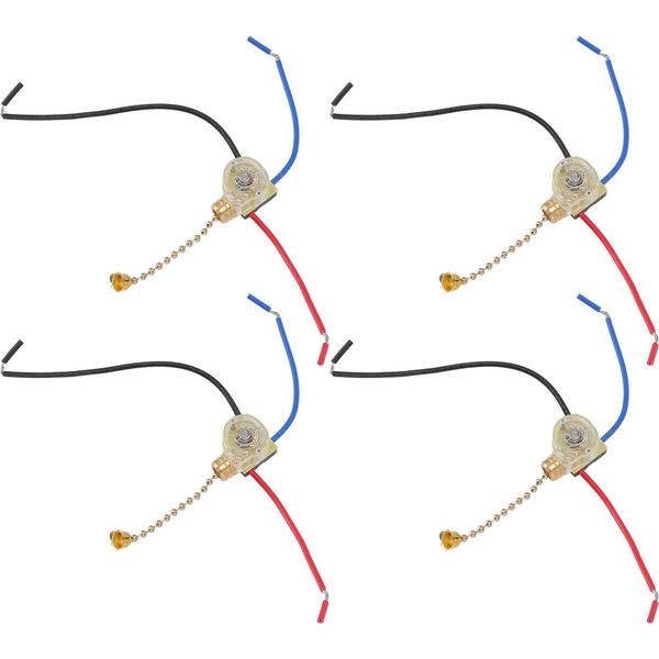 4Pcs Interruttore Della Luce Del Ventilatore Del Soffitto Sostituzione Lampada Tirare Interruttore A Catena 3 Fili Interruttore Della Lampada Del Ventilatore Del Soffitto 250V 125V-image
