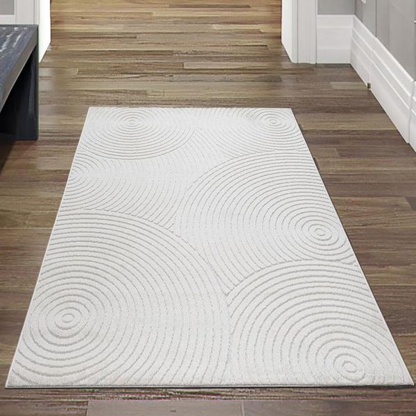 Tappeto Per Esterni Moderno Con Motivo A Cerchi In Color Crema - Resistente Alle Intemperie E Di Facile Manutenzione Dimensioni - 80 X 250 Cm-image