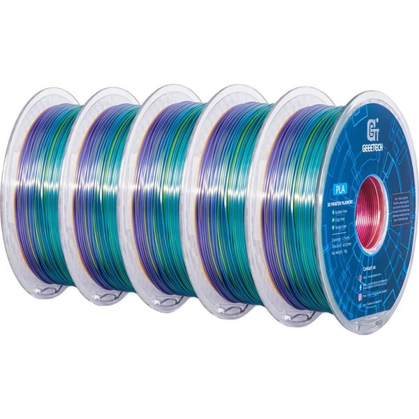 Filamento Pla 3D Silk, 1 Kg, Materiale Biodegradabile, Colore Arcobaleno-image