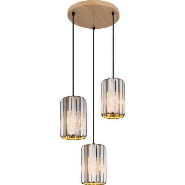 Globo Lighting|Lampada A Sospensione In Metallo Effetto Legno, 3X E27-image