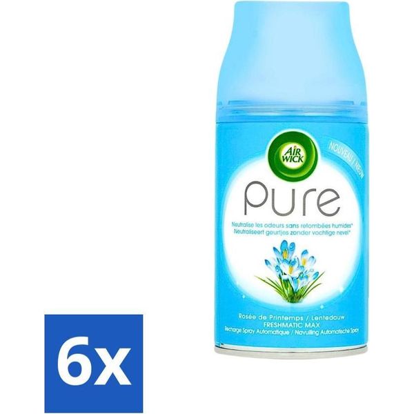 Air Wick Freshmatic – Ricarica Per Deodorante Per Ambienti – Pure Spring Dew – 250 Ml - Confezione Risparmio - 6 Pezzi-image