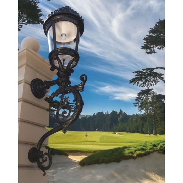 Casa Padrino Applique Da Esterno Barocco Nero H. 237 Cm - Enorme Illuminazione Da Esterno Giardino-image