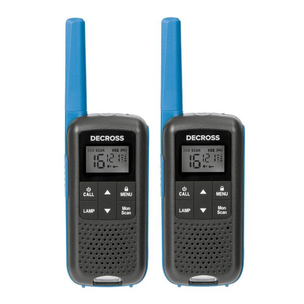 Trasmettitore Radio Portatile Pmr Pni Decross DC63 Blu, 446 Mhz, 0,5 W, 16 Ch, 1000 Mah Nimh, Ipx4, Set Di 2-image
