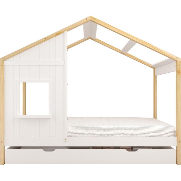 Sunny Beau Letto A Capanna Con Cassetto Marrone/Bianco | Letto A Capanna Per Bambini - Senza Materasso | 208 X 97 X 171 Cm / Per Materasso Di-image