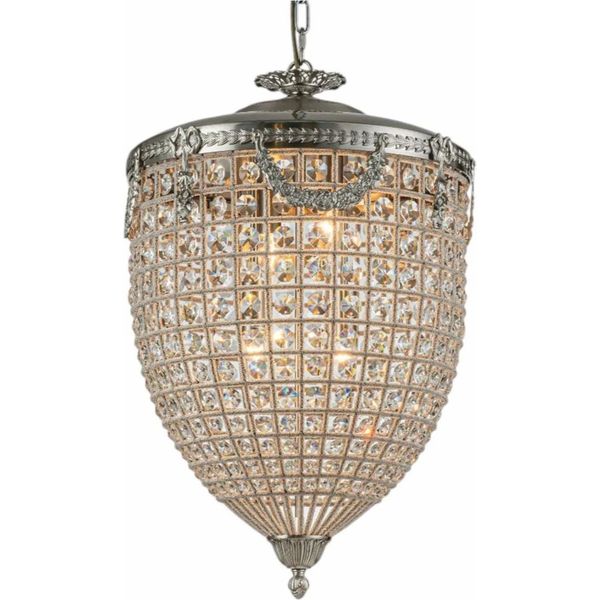 Casa Padrino Lampadario Barocco In Cristallo Argento Ø 38 X H. 65 Cm - Luci Barocche-image
