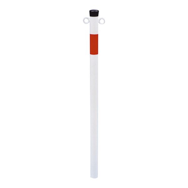 Schake Absperrpfosten Typ 4042B/2, Ortsfest, Ø42Mm, Zum Einbetonieren, Weiß / Rot + 2 ÖSen)-image