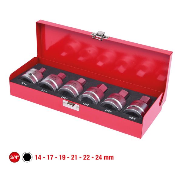 Ks Tools 3/4" Kraft-Bit-Stecknuss-Satz, 6-Tlg., 14-24Mm (515.0000)"-image