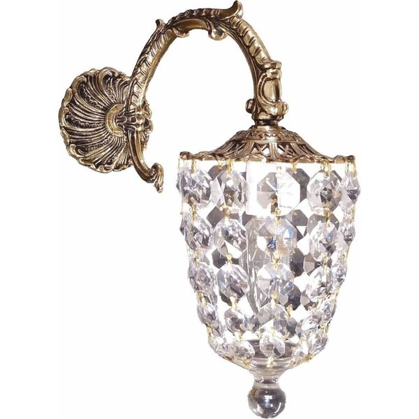 Casa Padrino Lampada Da Parete In Cristallo Barocco In Ottone Antico H. 31 Cm-image