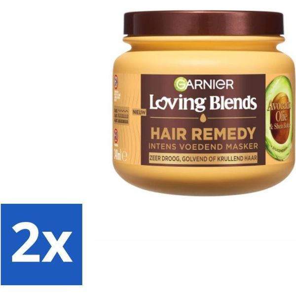 Garnier - Loving Blends - Maschera Per Capelli - Olio Di Avocado E Burro Di Karité - Ultra-Nutriente - Capelli Mossi E Ricci - 340 Ml - Value Pack - 2 Pezzi-image