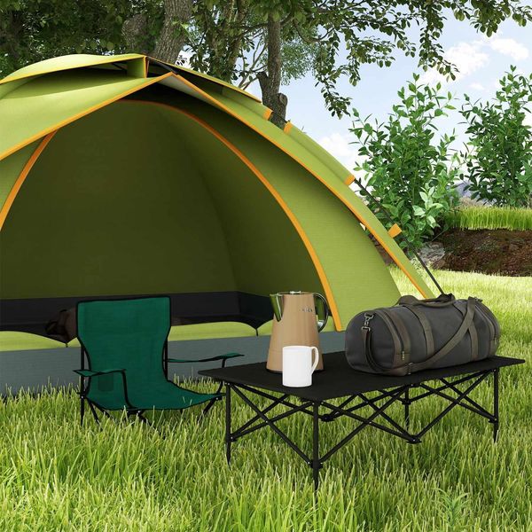 Tavolo Da Campeggio Pieghevole Con Piano Arrotolabile Tavolo Da Giardino X-Frame In Alluminio Leggero Tavolo Laterale Per 2 Persone Tavolo Pieghevole Per Giardino Balcone Campeggio 95 X 55Cm Nero |-image