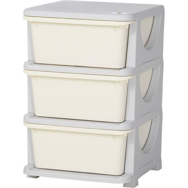Cassettiera Per Bambini Con Spazio Di Archiviazione Scatole Portaoggetti Organizzatore Di Giocattoli Scatola Portagiochi A Tre Livelli Per La Cameretta Dei Bambini 3-6 Anni Mobili Per Bambini Bianco Crema 37 X 37 X 56,5 Cm Aosom-image
