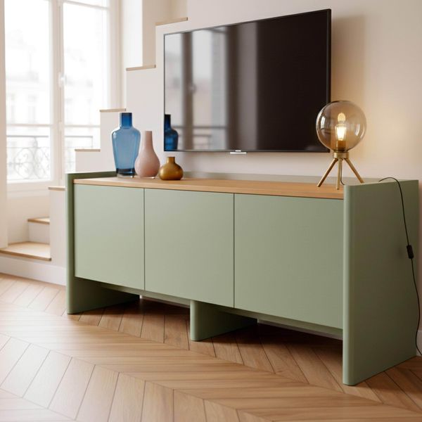 Mobile Tv Retrò Rettangolare L120 Cm Verde - Oviala Gina-image